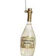 Ornament kerstbal Champagnefles Glas Helder 14 cm