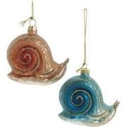 3 inch Glass Snail Orn 2/Asstd 8,89x3,175x7,62 cm kerstornament