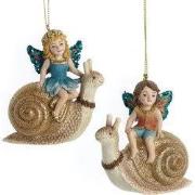 3.5 inch Magical Woods Boy & Girl Fairies Sitting On Top Of Snail 8,89...