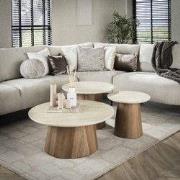 Trio Ø80 Salontafel set Keramiek Travertine