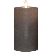 Stompkaars rustiek wax bewegende vlam 12,5x7,5 cm taupe