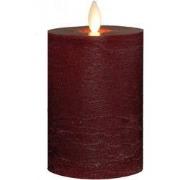 Stompkaars rustiek wax bewegende vlam 10x7,5 cm bordeaux