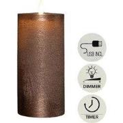 Stompkaars rustiek wax bewegende vlam 15x7,5 cm brons