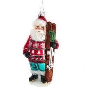 5 inch Noble Gems Glass Santa W/Skis Orn 14,478x10,414x9,398 cm kersto...