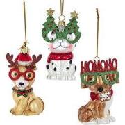 4-4.25 inch Ng Gls Xmas Dog Orn 3/A 11,938x9,906x7,874 cm kerstornamen...