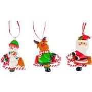 Claydough kerstman/snowman/rendier 9 cm ornament