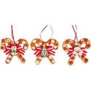 3.75 inch H Clay Dough Candy Cane W/ Santa/ Snowman/ Tree Orna X 5x5x1...