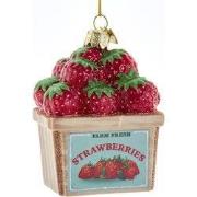 Glas NG aardbeien doosje 7,5 cm ornament
