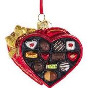 Glas NG hartvormige doos van chocolade 7,5 cm ornament