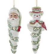 Resin sneeuwpop/kerstman hoofd ijspegel 2A 14 cm ornament