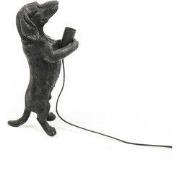 Table Lamp - Dachshund Lamp - Polyresin -Black - E14 - 10x15x38cm