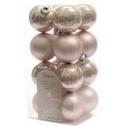 5 stuks - Kerstbal plastic glans-mat/40mm/poeder roze