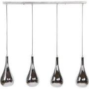 Hanglamp 4-Lichts- Chrome - Glas - Lamp Zilver Druppel