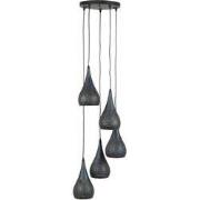 Hanglamp 5-Lichts Ø15cm Zwart - Getrapt - 35x35x150cm - Giga Meubel