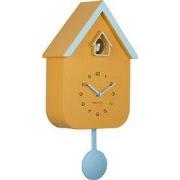 Karlsson - Wandklok Dupla Color Cuckoo - Mango yellow & soft blue