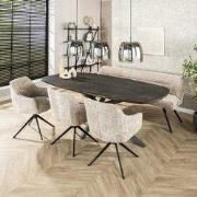 Hoyz Collection - Eettafel Metallic Deens Ovaal 215 Cm - Zwartbruin