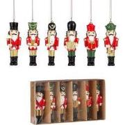 Christmas Ornament Nutcracker - Set of 6 - L4 x W2 x H11 cm - Polyeste...