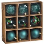 Christmas Baubles Set - 9 Pieces - Ø8 cm - Shatterproof - Green