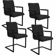 Set van 4 Industriële Eetkamerstoelen Jackson Antraciet - Microvezel -...