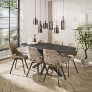 Eettafel Jax Deens Ovaal 180 cm Zwart Metallic