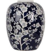 Clayre & Eef Vaas Ø 24x30 cm Blauw Wit Keramiek Bloemen