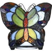 Lumilamp Tiffany Tafellamp Vlinder 15x8x13 cm LED Blauw Glas
