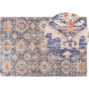 KURIN - Vloerkleed - Blauw/Rood - 140 x 200 cm - Katoen