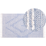 ANSAR - Laagpolig vloerkleed - Gebroken wit - 80 x 150 cm - Katoen