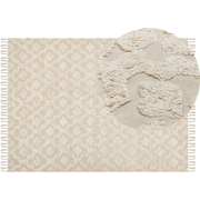 AKSARAY - Laagpolig vloerkleed - Lichtbeige - 140 x 200 cm - Katoen