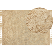 SANLIURFA - Laagpolig vloerkleed - Zandbeige - 140 x 200 cm - Katoen