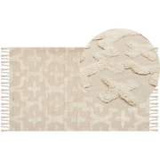 ITANAGAR - Laagpolig vloerkleed - Lichtbeige - 80 x 150 cm - Katoen