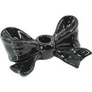 Candle Holder- Bow- Ceramic- Black- 18x9x7 cm