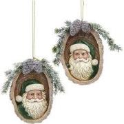 Winter groene kerstman gesneden blok 2A 10 cm ornament
