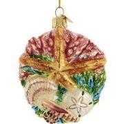 Glas NG zeester met schelp&koraal 7,5 cm ornament