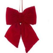 Polyester rode strik met hanger 6,5 cm ornament