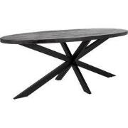 Eettafel Ovaal 160cm - Mangohout Zwart - Matrix-Poot - Mansour