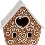 Clayre & Eef Waxinelichthouder Gingerbread house 9x7x8 cm Bruin Porsel...