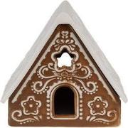 Clayre & Eef Waxinelichthouder Gingerbread house 8x8x8 cm Bruin Porsel...