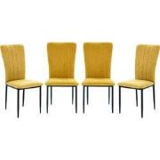 Set van 4 stoelen in stof met zwarte metalen poten L43 cm - HOLLY