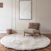 Rond hoogpolig vloerkleed Furr beige - Interieur05 - Polyester