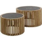 Salontafel Zwart Leisteen - Set van 2 - 68x68x40cm - Slate