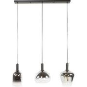 Hanglamp Zwart Glas - 3-Lichts - 105x28x150cm - Zenith Mix