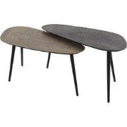 Salontafel Organisch - Grijs Metallic - Set van 2 - 42x84x39cm