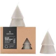 Dennenboom kaars lichtgrijs M set van 2