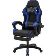 Gaming stoel met voetsteun en armleuning zwart-blauw, gemaakt van ML d...