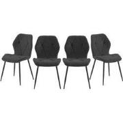 Set van 4 stoelen in stof met zwarte metalen poten L47,5 cm - LUNA