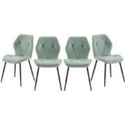 Set van 4 stoelen in stof met zwarte metalen poten L47,5 cm - LUNA