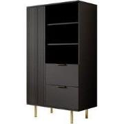 Meubella - Vitrinekast Nicola - Mat zwart - 80 cm  - Laag