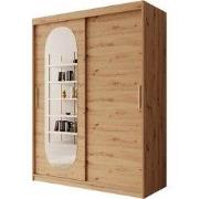Meubella - Kledingkast Bodhi - Eiken - 150 cm - Met spiegel