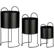 Petry pot on stand black set of 3 - l26,5xw25xh50,5cm